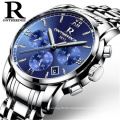 High Quality ONTHEEDGE 026 Mens Luxury Brand Wrist Watches Waterproof Full Steel Function Business Chronograph Calendar Watch